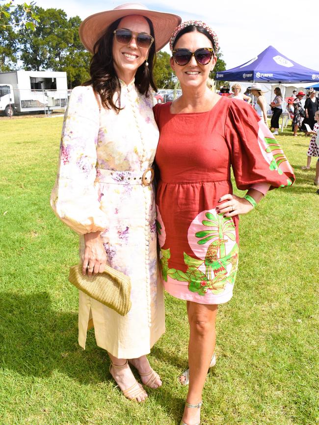 Kate Adkins and Kristy Leys having an action-packed day at the Ladbrokes Stony Creek Cup on Sunday, March 09, 2025. Picture: Jack Colantuono