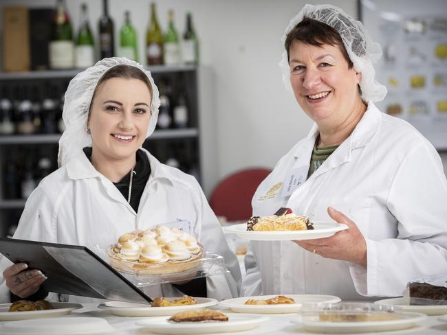 Royal Tasmanian Fine Food Awards, judges Crystal Stewart and Julia Matusik at Drysdale TAFE. Picture: Chris Kidd