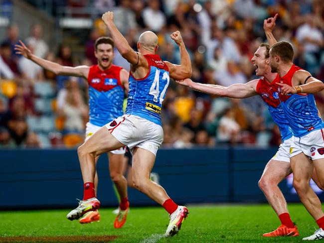 The Dees stormed home to claim a famous win on the road. Picture: Russell Freeman/AFL Photos via Getty Images