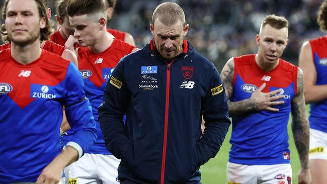 MELBOURNE. 13/06/2022..   AFL Round 13. Collingwood vs Melbourne at the MCG .   Simon Goodwin, senior coach of the Demons after todays loss to Collingwood  . Photo by Michael Klein