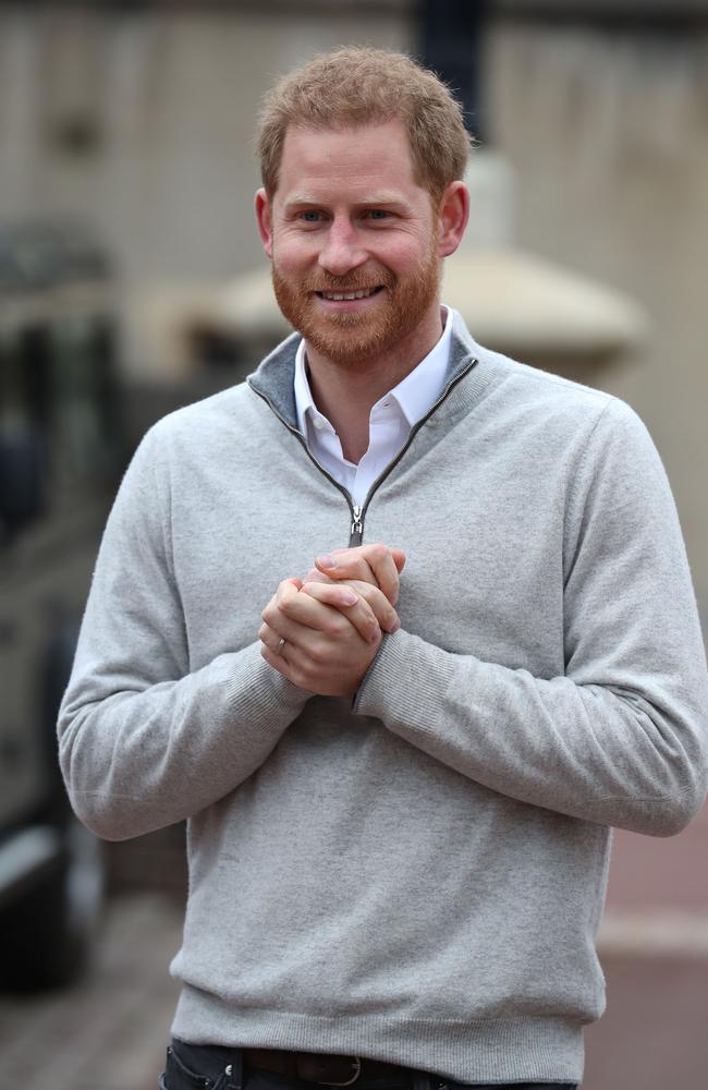  Prince Harry couldn’t contain his joy as he announced the arrival of his son. Picture: Getty 