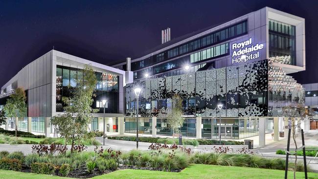 The Royal Adelaide Hospital by night. Picture: Russell Millard.