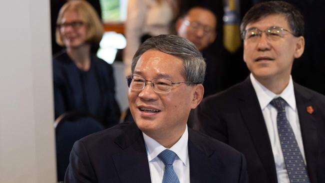 Chinese Premier Li Qiang during a visit to the New Zealand Institute for Plant and Food Research in Auckland on Friday. Picture: Brett Phibbs / AFP