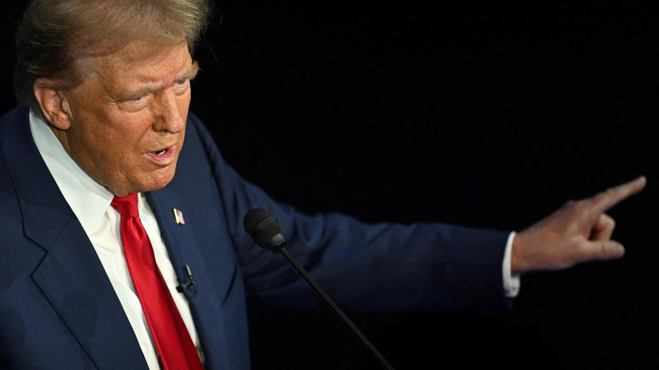 Former US President and Republican presidential candidate Donald Trump speaks during a presidential debate with US Vice President and Democratic presidential candidate Kamala Harris at the National Constitution Center in Philadelphia, Pennsylvania, on September 10, 2024. (Photo by SAUL LOEB / AFP)