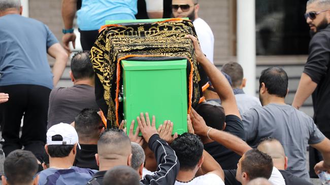 The funeral for one of the 8-year-old boys killed when a car crashed into Banksia Road Public School in Greenacre held at the Lakemba Mosque. Picture: Brianne Makin.