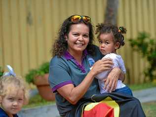 PROUD ACHIEVEMENT: Indigenous early childhood educator Lisa Walker with Malaika Sparke at the Goodstart Coffs Harbour Early Learning Centre in Thompsons Rd. Picture: TREVOR VEALE