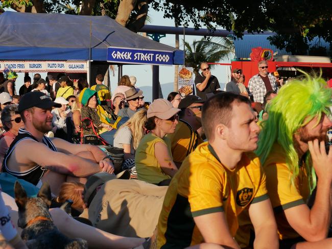 Fans watch Australia versus France in the quarter-finals of the FIFA Women's World Cup, at The Strand in Townsville on August 12, 2023. Picture: Blair Jackson