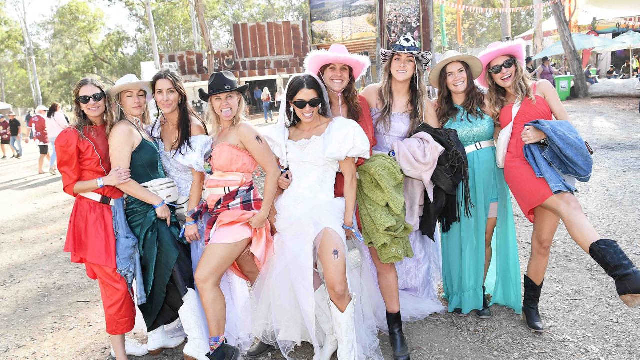 HENS PARTY: For Raquel Neville from Canada and friends on Saturday at Gympie Music Muster. Picture: Patrick Woods.