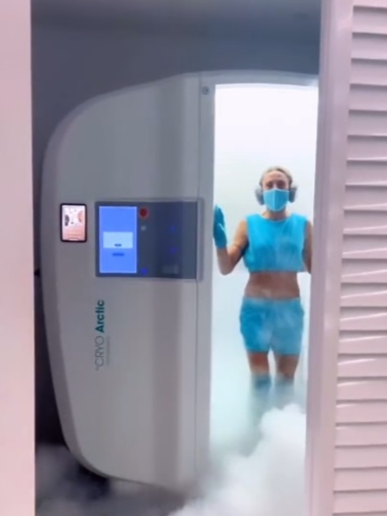 The first thing Melanie C did when she landed in Sydney was go into this cryo chamber. Picture: Instagram/cryonorthernbeaches