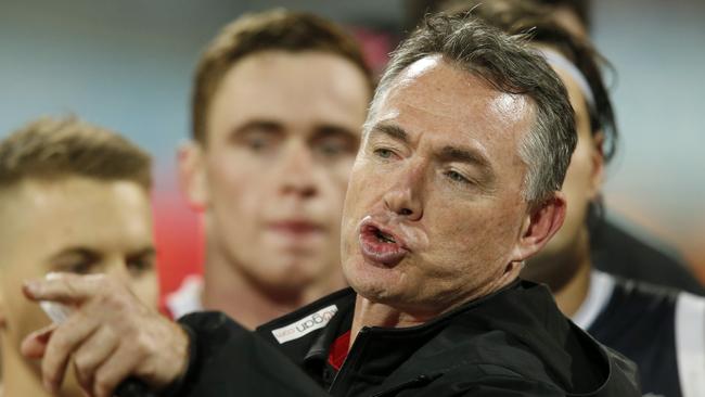 Richardson coaching what would be his last game for the Saints last Saturday night. Picture: Getty Images