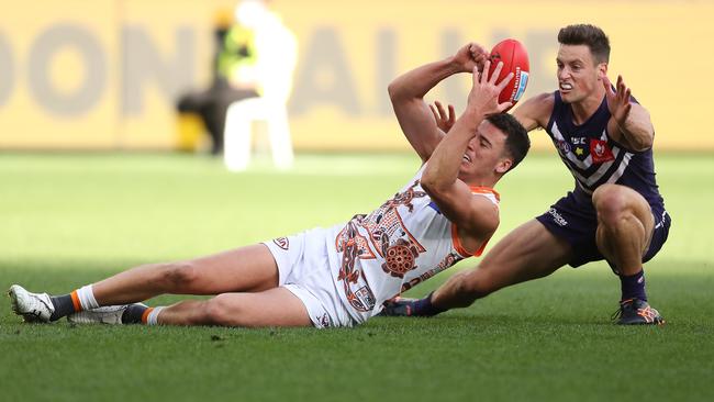 Jake Riccardi gave the Giants plenty to be excited about with four goals in just his second game. Picture: Getty Images