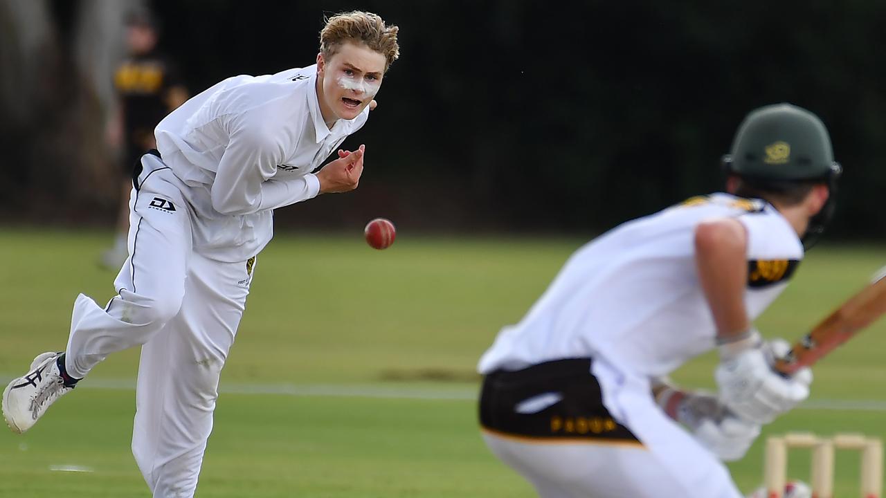 St Laurence's College bowler Callum Reidy. Picture: John Gass