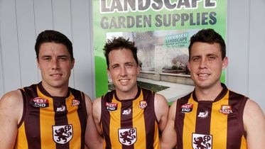 Matt Crettenden (right) with brothers Stephen and Michael. Picture: United Yeelanna Football Club