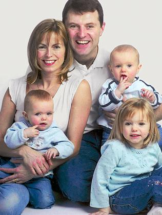 Gerry and Kate McCann with children Sean, Amelie and missing daughter Madeleine in 2007. Picture: Supplied