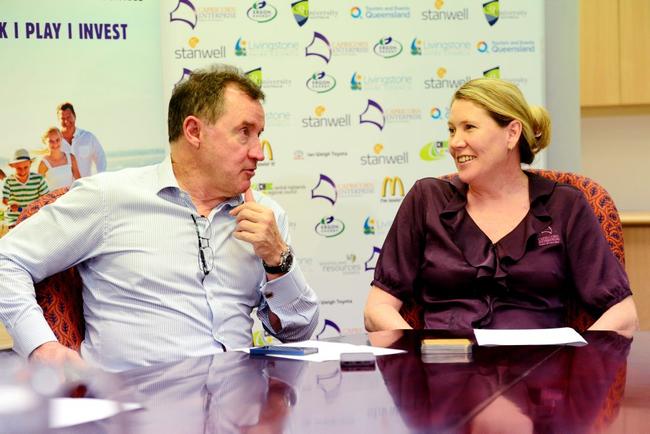 Tower Holdings CEO Terry Agnew and Capricorn Enterprise CEO Mary Carroll discuss the Great Keppel Island Revitalisation Project in Rockhampton. Photo Sharyn O'Neill / The Morning Bulletin. Picture: Sharyn O'Neill