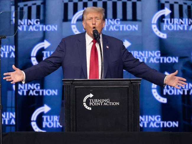 Former US President and Republican presidential candidate Donald Trump speaks during the "Turning Point: The People's Convention". Picture: AFP