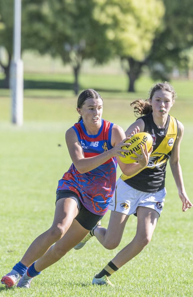 Penelope Bruce for Downlands and Gemma Leigh for Tigers. Picture: Nev Madsen.