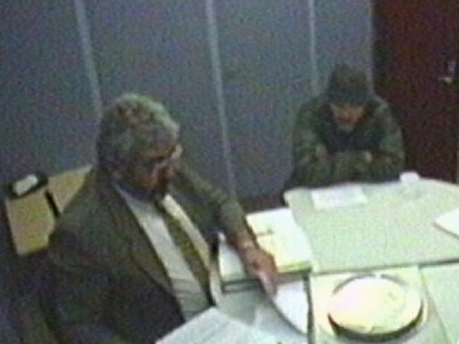 Police video tape of Detective Steve Leach (L) conducting an interview with Michael Guider, the killer of Samantha Knight.