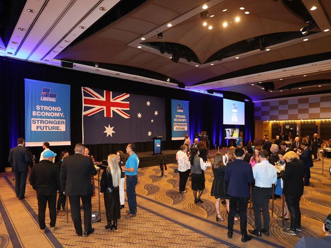 Scenes from the Liberal Party Election Night function at the Fullerton Hotel Sydney on election night. Picture: Nigel hallett