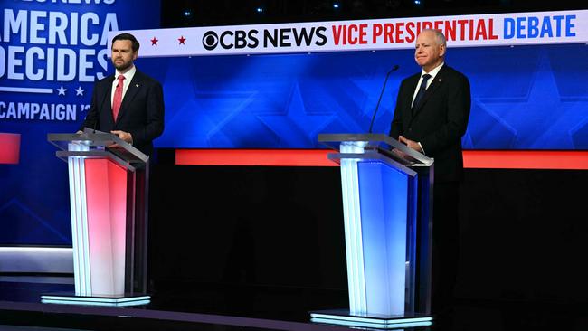 Vance and Walz during the vice-presidential debate. Picture: AFP