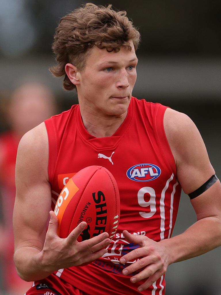 Top 5 prospect Zane Duursma‘s name is officially in the mix. Picture: Kelly Defina/AFL Photos