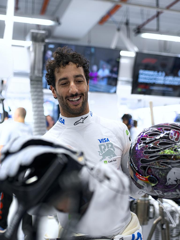 SINGAPORE, SINGAPORE - SEPTEMBER 20: Daniel Ricciardo of Australia and Visa Cash App RB prepares to drive in the garage during practice ahead of the F1 Grand Prix of Singapore at Marina Bay Street Circuit on September 20, 2024 in Singapore, Singapore. (Photo by Rudy Carezzevoli/Getty Images)