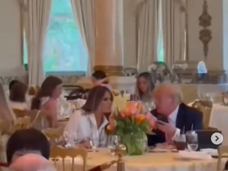 Melania and Donald Trump are seen having brunch on Easter Sunday at Mar-a-Lago in Florida.