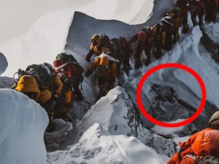 Elia Saikaly’s disturbing photograph of a body on the side of Mount Everest. Source: Supplied