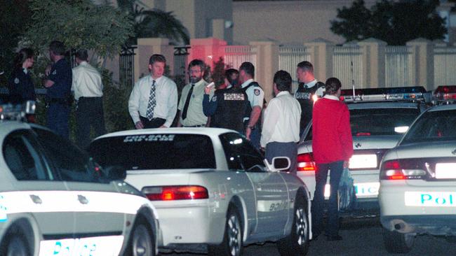 Police arriving at the home of murdered Russian businessman Gennadi Bernovski in Benowa Waters. Picture David Clark