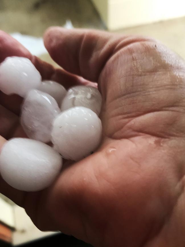 Hail in Tamworth this afternoon. Picture: Gerda Fitzgibbon.