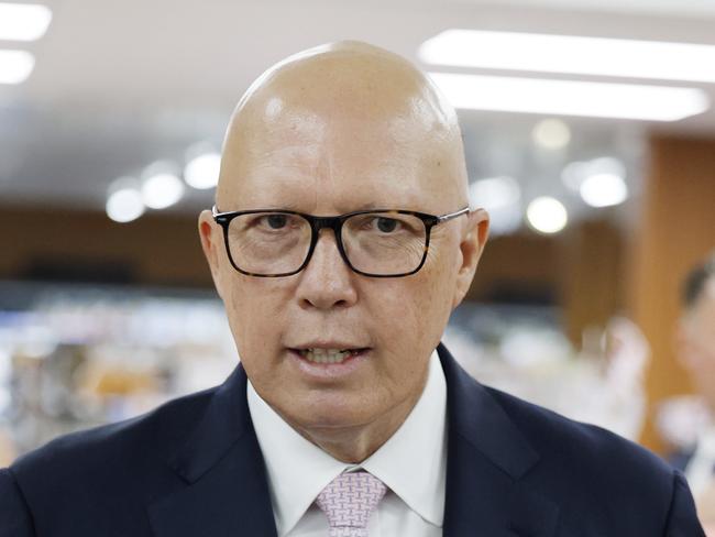 SYDNEY, AUSTRALIA - NewsWire Photos -  26TH FEBRUARY 2025: Pictured at Pendle Hill Meat Market in western Sydney is The Leader of the Opposition Peter Dutton., Picture: NewsWire / Richard Dobson