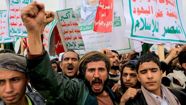 An anti-Israel and anti-US rally in Sanaa last week. Picture: AFP