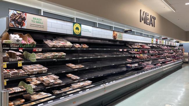 Aisles at Woolworths Naracoorte following the recent Covid-19 outbreak. Picture: Arj Ganesan