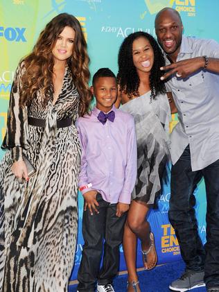 Khloe Kardashian and Lamar Odom with his children Lamar Jr and Destiny at the 2011 Teen Choice Awards.