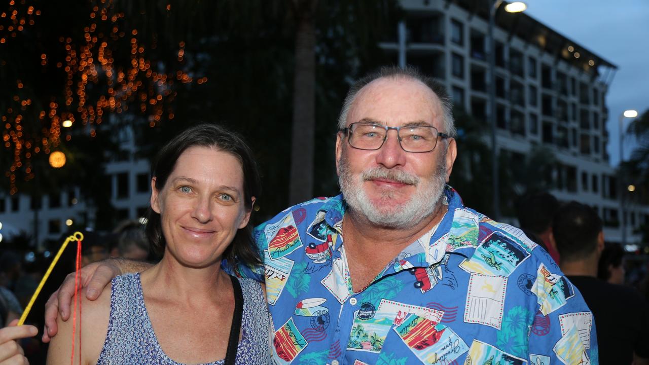 Amanda Luff and Cameron Blackley celebrate the last night of Chinese New Year festivities in Cairns. Picture: Kate Stephenson