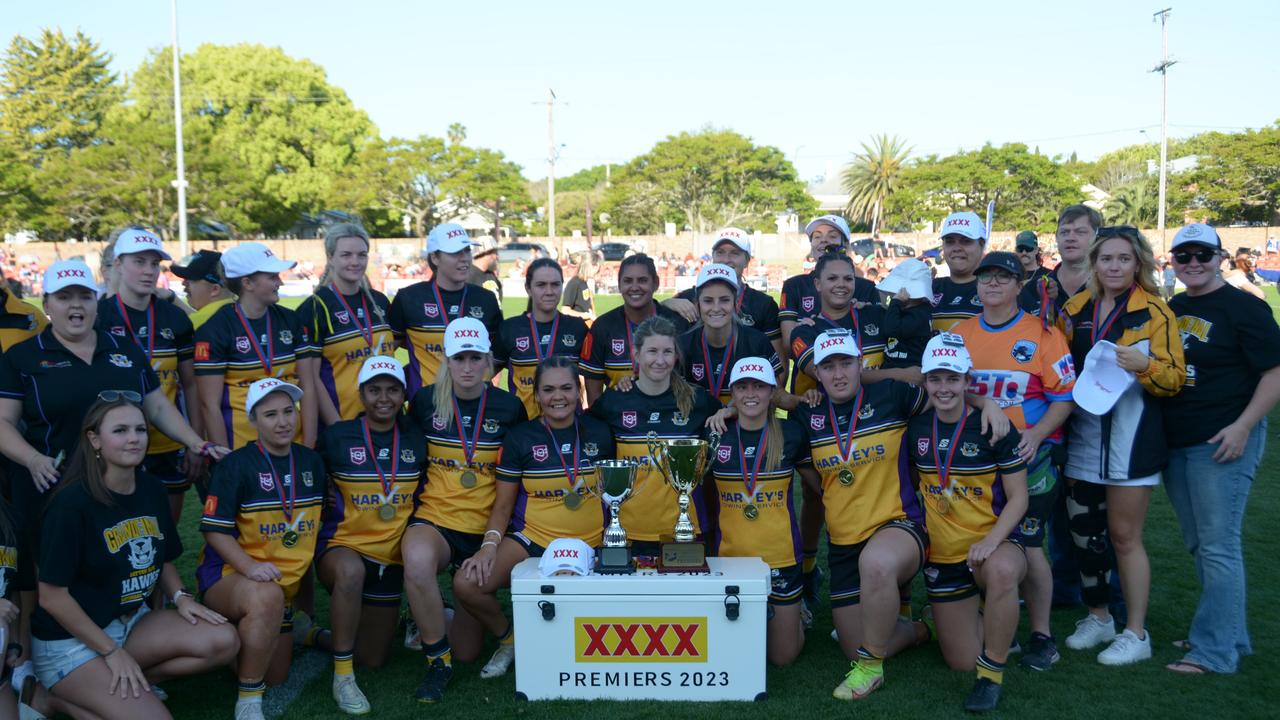 Gatton Hawks women celebrate the premiership.