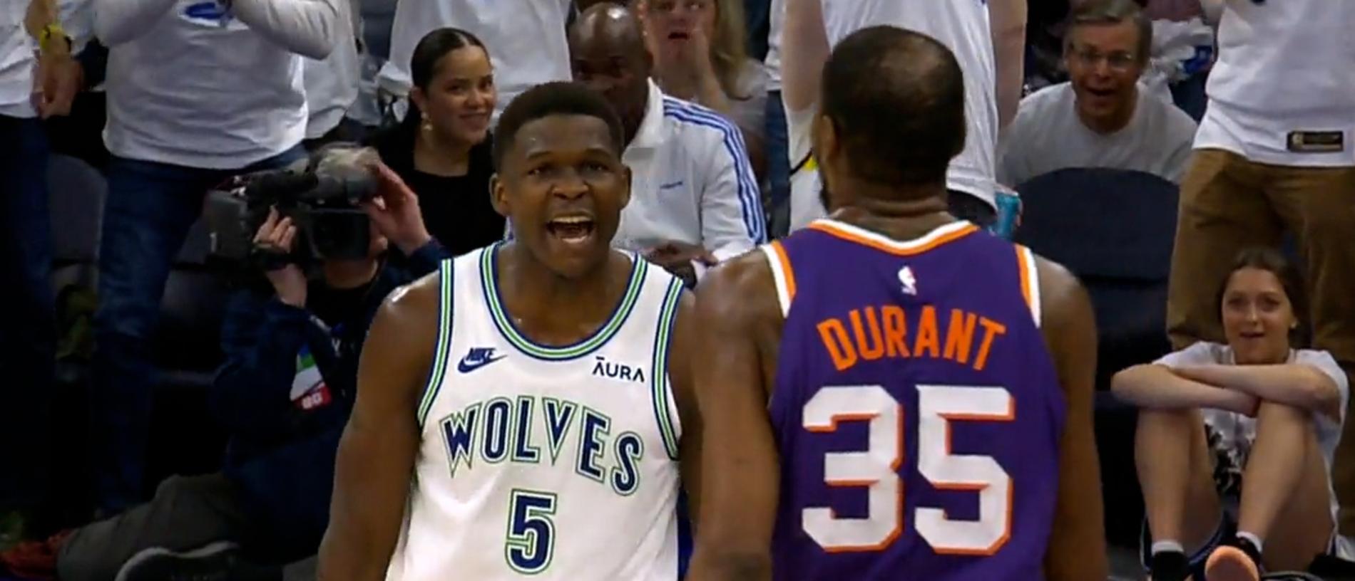 Anthony Edwards had plenty to say to Kevin Durant. Picture: Supplied