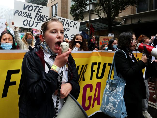 Students at the Strike 4 Climate rally in Sydney. Picture: Getty Images