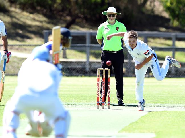 BPCA A1: Jan Juc v Queenscliff. Jordan Graham bowling for Jan Juc.