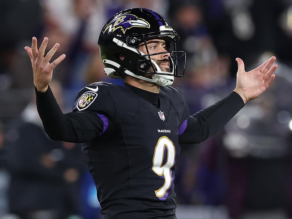 New Orleans Saints kicker Wil Lutz (3) kicks the point after touchdown  against the Baltimore Ravens during the second half of an NFL game at M&T  Bank Stadium in Baltimore, Maryland, October