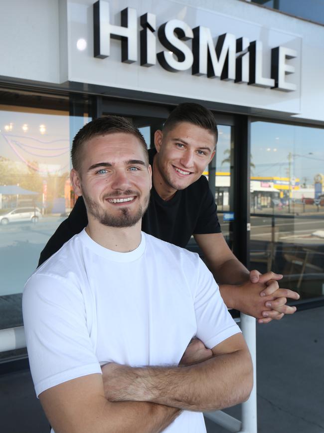 Gold Coast businessmen Alex Tomic and Nik Mirkovic are both proud of their city. Picture: Glenn Hampson