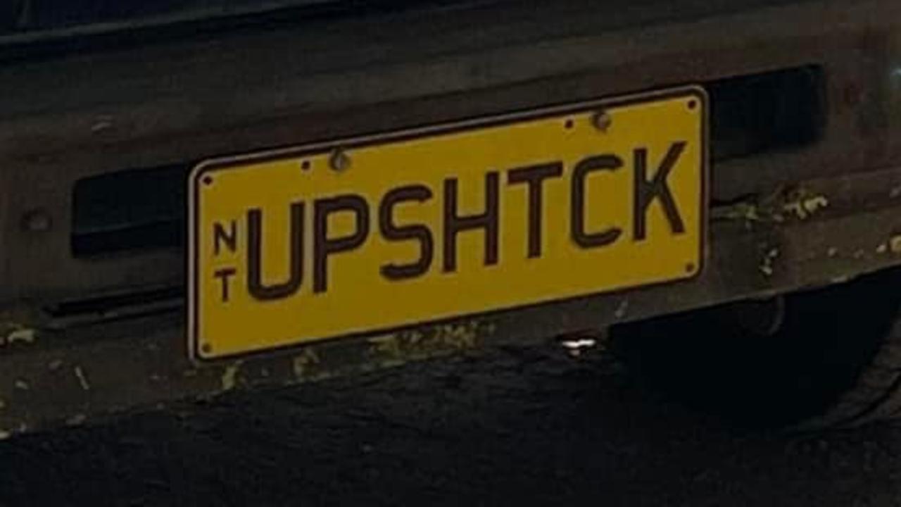 NT funny number plate, UPSHTCK. Picture: Facebook / Zac Kendrick