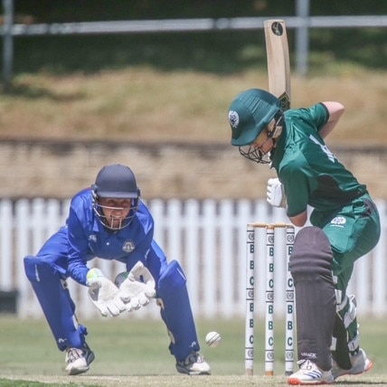 Ryan Atley leaves it for Charlie Henderson. GPS First XI cricket round 4 action between BBC and Nudgee College. Picture: Stephen Archer