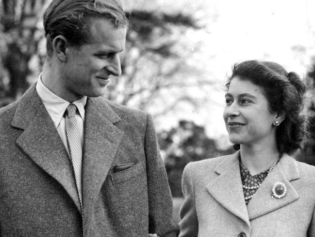 The loving couple on their honeymoon. They would recreate the image decades later for their diamond wedding anniversary. Picture: AP