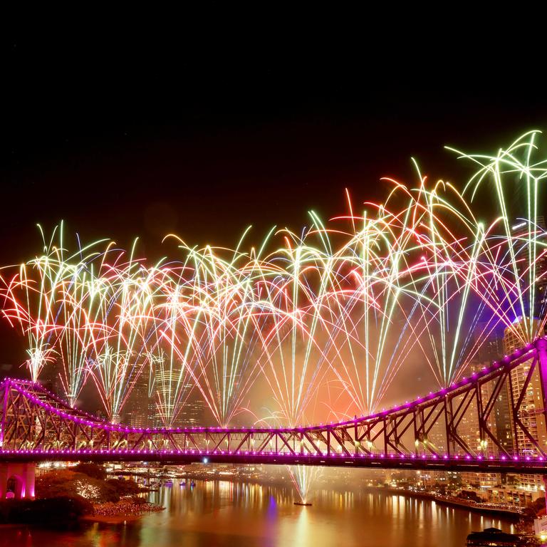 Fireworks at RiverFire from Howard Smith wharves. Photo Steve Pohlner