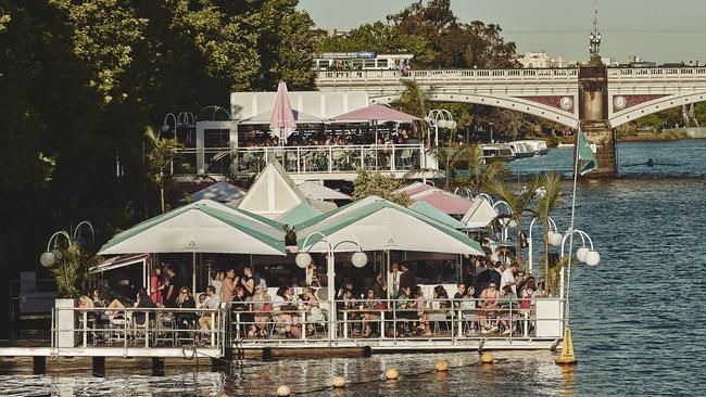 Arbory Afloat has reberthed on the Yarra River next to Flinders St Station and is bigger than ever. Picture: Supplied