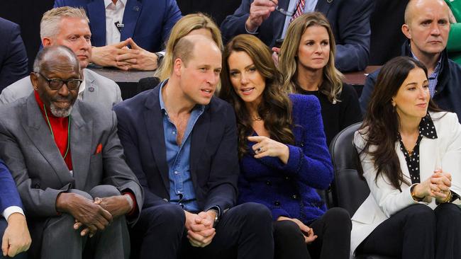 Former Celtics player and coach Tom "Satch" Sanders joined the Prince and Princess of Wales at an NBA clash between the Boston Celtics and Miami Heat. Picture: AFP