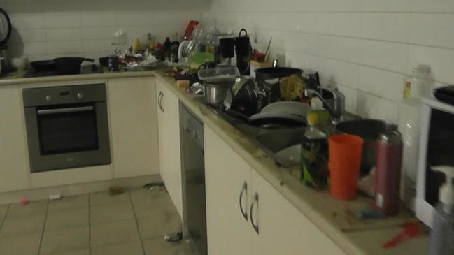 The kitchen of Hassan Zia Rana's Mawson Lakes apartment where he was found with tens of thousands of dollars in cash. Picture: District Court