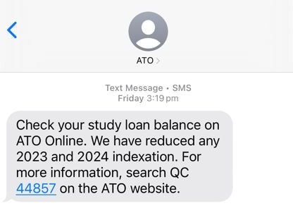 This is the text people were receiving from the ATO. Picture: Supplied