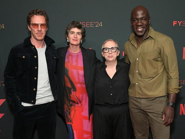 Cumberbatch with co-star Gaby Hoffmann, creator Abi Morgan and co-star McKinley Belcher III attend Netflix FYSEE: Eric event in LA last month. Picture: Charley Gallay/Getty Images